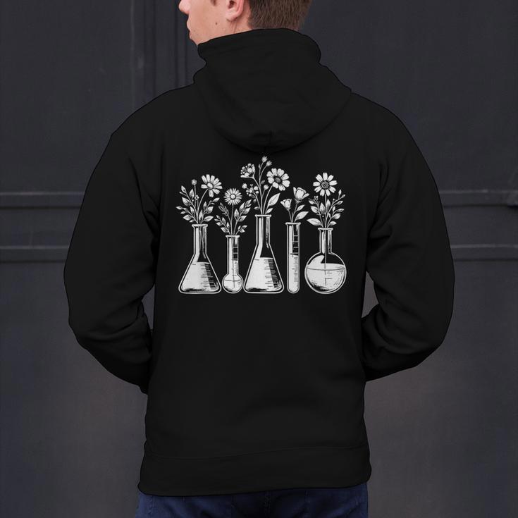 Botanical Beaker Science Teacher Floral Chemistry Lab Week Men's Hoodie Back Print, Science Teacher Hoodies, gift for family, gift for coworker