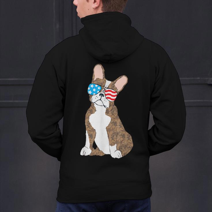 Brindle Boston Terrier Dog Patriotic Shirt USA Flag Men's Hoodie Back Print, Patriotic Boston Terrier Hoodies, gift for family, gift for coworker