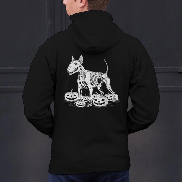 Bull Terrier Skeleton Birthday Halloween Kids Men's Hoodie Back Print, gift for family, gift for coworker