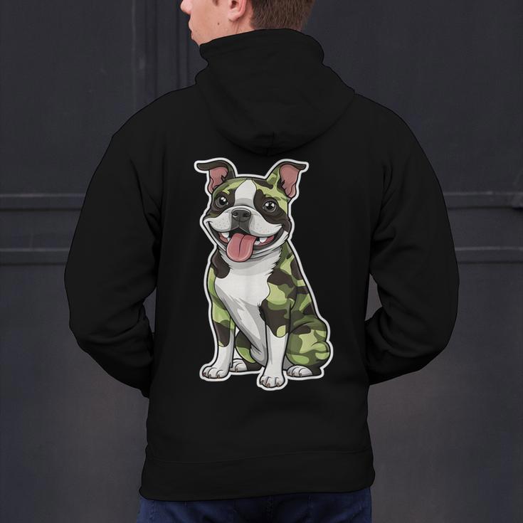 Camo Boston Terrier Pet Owner Camouflage Dog Lover Men's Hoodie Back Print, gift for family, gift for coworker