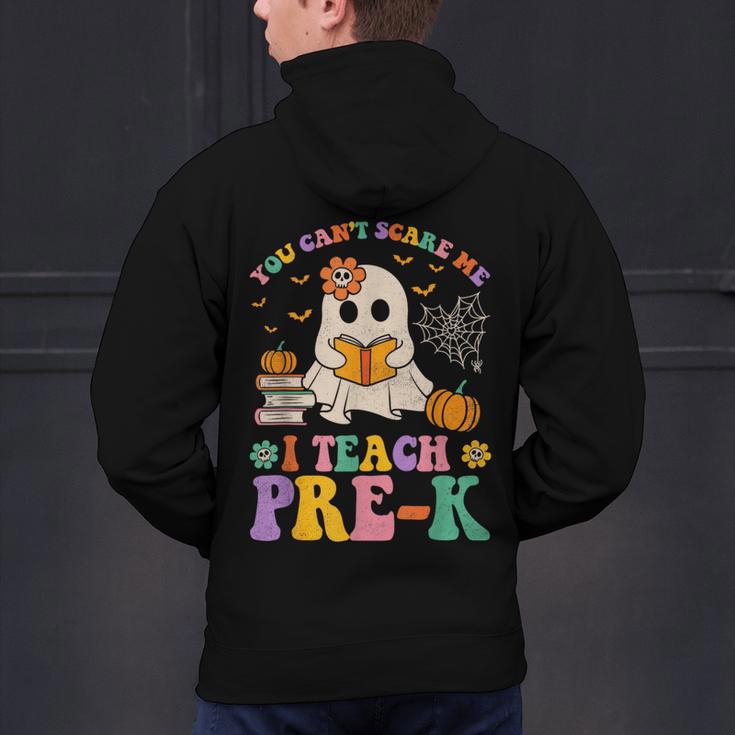 You Can't Scare Me I Teach Pre-k Teacher Halloween Ghost Men Women Kids Men's Hoodie Back Print, gift for family, gift for coworker