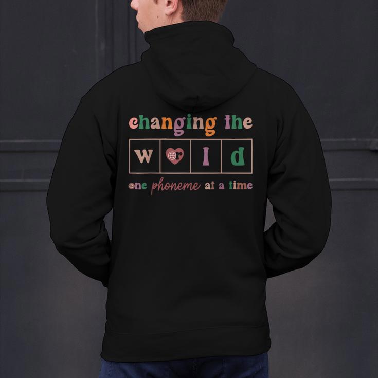 Changing The World One Phoneme At a Time Phonics Teacher Men Women Girls Kids Men's Hoodie Back Print, gift for family, gift for coworker Changing The World One Phoneme At a Time Phonics Teacher Men Women Girls Kids Men's Hoodie Back Print, gift for family, gift for coworker