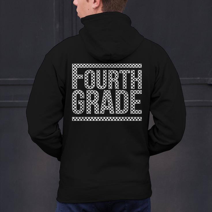 Checkered Fourth Grade Teacher Team Crew Back To School Men's Hoodie Back Print, gift for family, gift for coworker