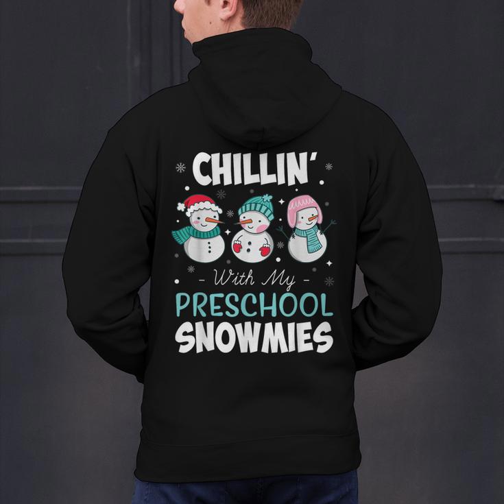 Chillin' With My Preschool Snowmies Teacher Christmas Men Women Kids Men's Hoodie Back Print, gift for family, gift for coworker