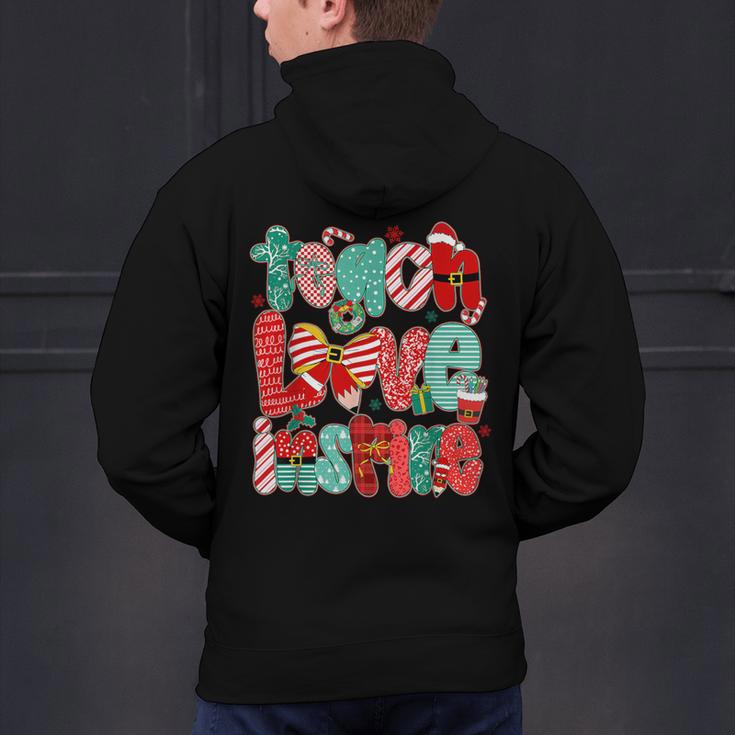 Christmas Coquette Bow Teacher Teach Love Inspire Men's Hoodie Back Print, gift for family, gift for coworker