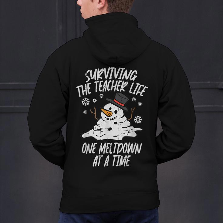 Christmas Surviving Teacher Life Meltdown Xmas Women Men Men's Hoodie Back Print, gift for family, gift for coworker Christmas Surviving Teacher Life Meltdown Xmas Women Men Men's Hoodie Back Print, gift for family, gift for coworker
