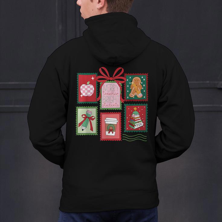 Christmas Teacher Stamps Men's Hoodie Back Print, gift for family, gift for coworker
