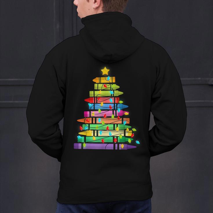 Christmas Tree Made Of Crayons School Teacher Life Student Men's Hoodie Back Print, gift for family, gift for coworker Christmas Tree Made Of Crayons School Teacher Life Student Men's Hoodie Back Print, gift for family, gift for coworker