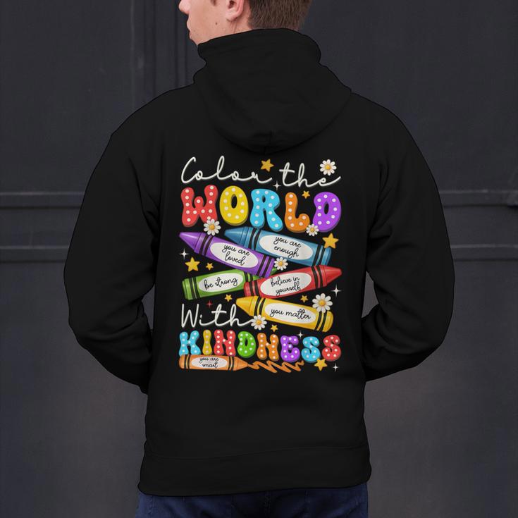 Color The World With Kindness Crayon Positivity Teacher Men's Hoodie Back Print, gift for family, gift for coworker