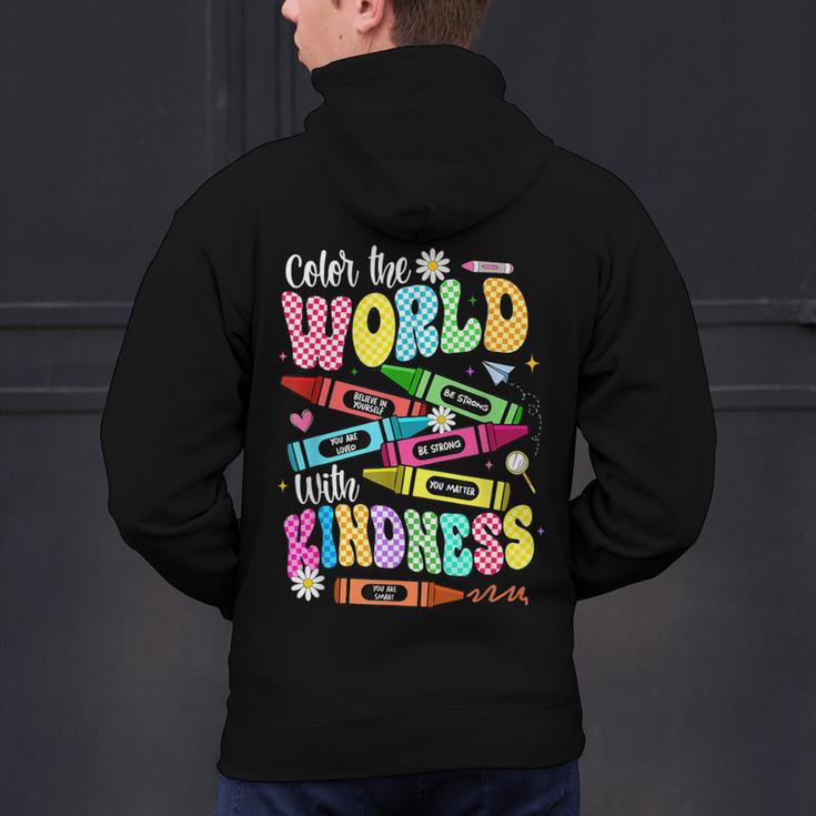 Color The World With Kindness Teacher Back To School Men's Hoodie Back Print, gift for family, gift for coworker Color The World With Kindness Teacher Back To School Men's Hoodie Back Print, gift for family, gift for coworker