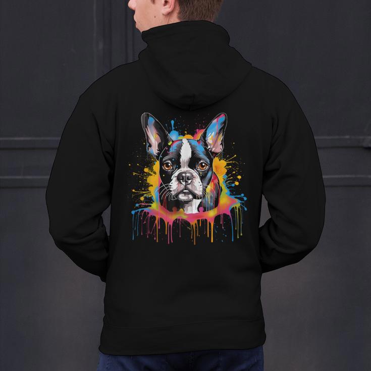 Colorful Boston Terrier Dog For Men Women Kids Men's Hoodie Back Print, gift for family, gift for coworker