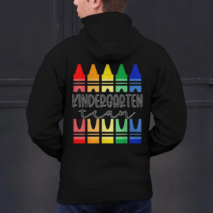 Colorful Crayon Kindergarten Team Tee For Teachers Students Men Women Kids Men's Hoodie Back Print, gift for family, gift for coworker