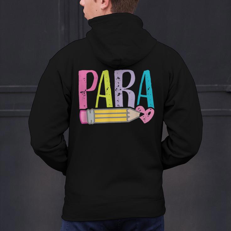 Colorful PARA Teacher Paraprofessional Cute Pencil Men's Hoodie Back Print, gift for family, gift for coworker Colorful PARA Teacher Paraprofessional Cute Pencil Men's Hoodie Back Print, gift for family, gift for coworker