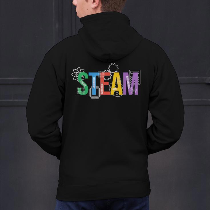 Colorful Steam Letters For Steam Program Teacher And Student Men's Hoodie Back Print, gift for family, gift for coworker