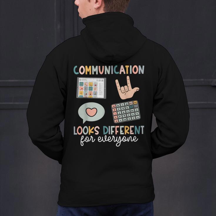 Communication Looks Different For Everyone SPED Teacher ASD Men's Hoodie Back Print, gift for family, gift for coworker Communication Looks Different For Everyone SPED Teacher ASD Men's Hoodie Back Print, gift for family, gift for coworker