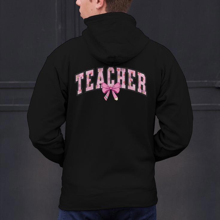 Coquette Bow Back To School First Day Teacher Men's Hoodie Back Print, gift for family, gift for coworker