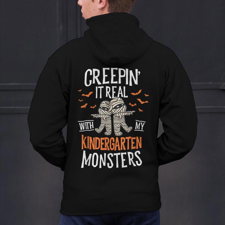 Creepin It Real Kindergarten Monsters Halloween Teacher Men's Hoodie Back Print, gift for family, gift for coworker Creepin It Real Kindergarten Monsters Halloween Teacher Men's Hoodie Back Print, gift for family, gift for coworker