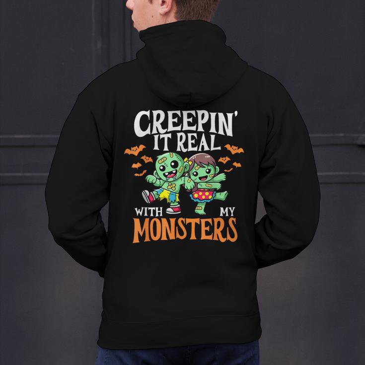 Creepin It Real Monster School Teacher Principal Halloween Men's Hoodie Back Print, gift for family, gift for coworker