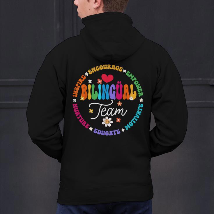 Cultivando Bilingues Dual Language Bilingual Team Teacher Men's Hoodie Back Print, gift for family, gift for coworker