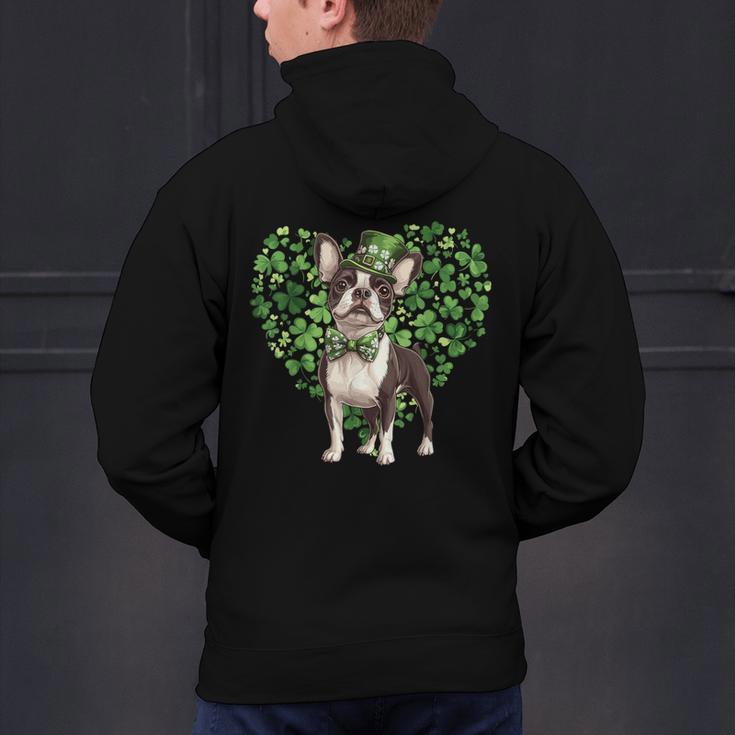 Cute Boston Terrier Shamrock St Patrick's Day Dog Lover Men Women Kids Men's Hoodie Back Print, gift for family, gift for coworker