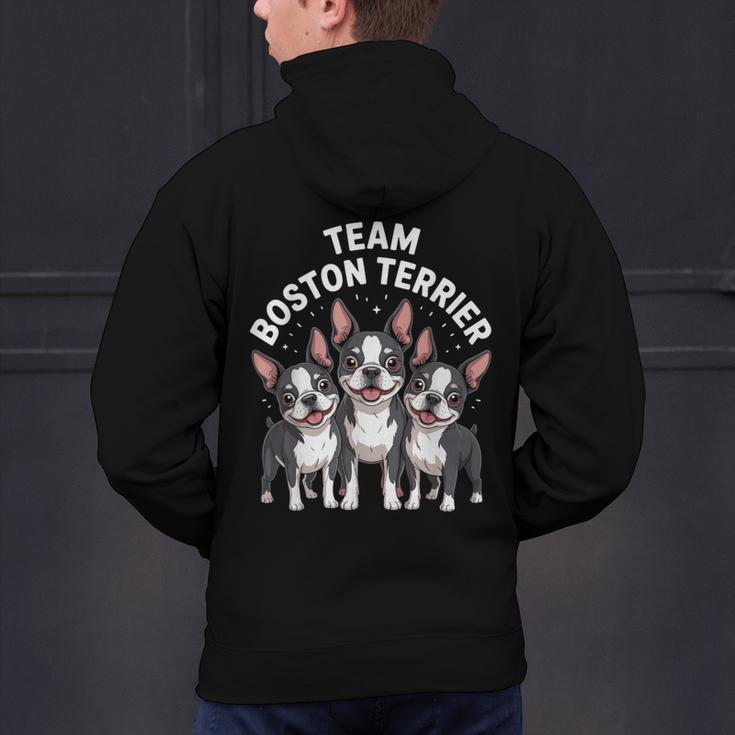 Cute Cartoon For Dog Owners Pet Team Boston Terrier Men's Hoodie Back Print, gift for family, gift for coworker