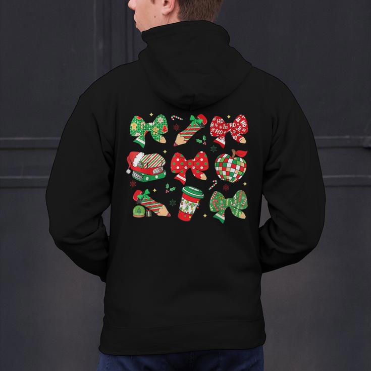 Cute Coquette Pencil Bow Christmas School Teacher Student Men's Hoodie Back Print, gift for family, gift for coworker Cute Coquette Pencil Bow Christmas School Teacher Student Men's Hoodie Back Print, gift for family, gift for coworker