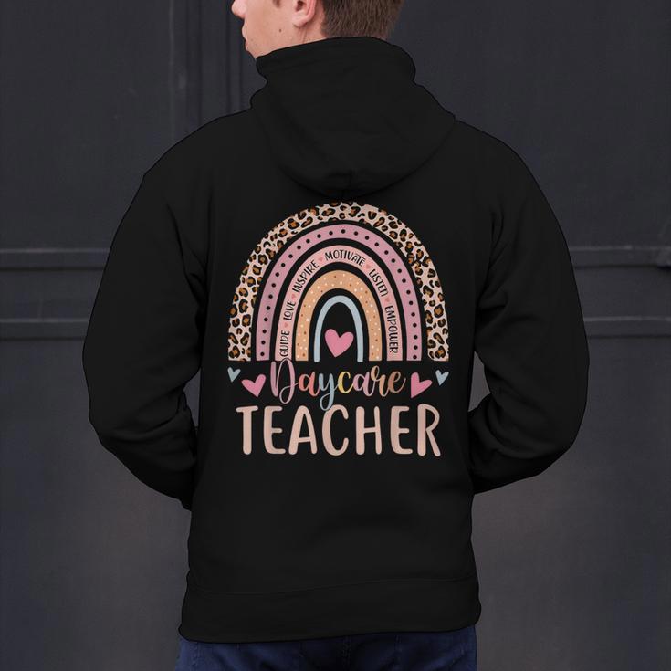 Cute Daycare Teacher Rainbow Leopard Print Childcare Worker Men's Hoodie Back Print, gift for family, gift for coworker Cute Daycare Teacher Rainbow Leopard Print Childcare Worker Men's Hoodie Back Print, gift for family, gift for coworker