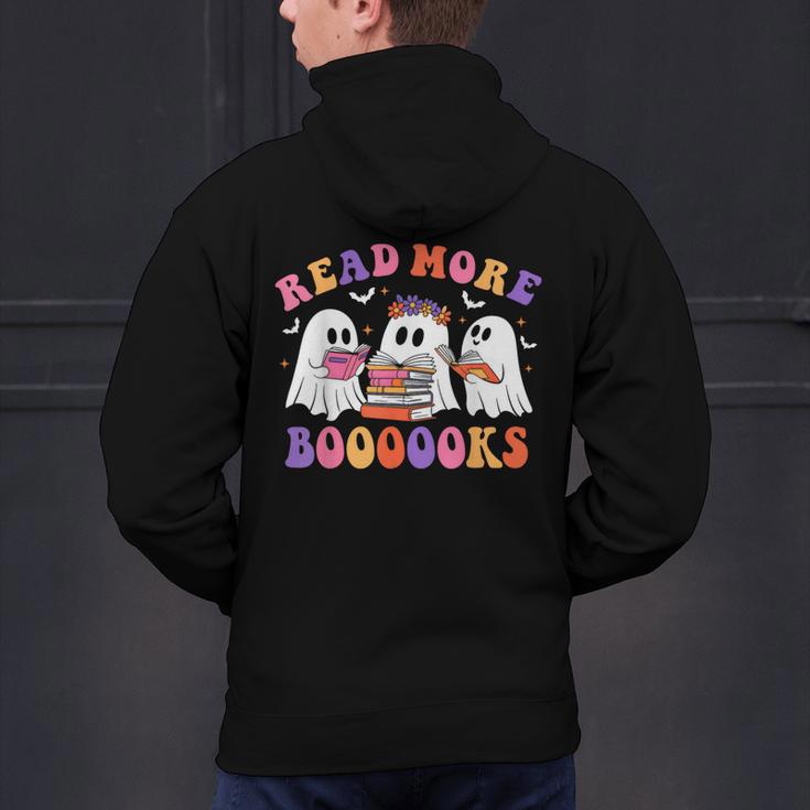 Cute Ghost Read More Books Lover Teacher Halloween Costume Men's Hoodie Back Print, gift for family, gift for coworker