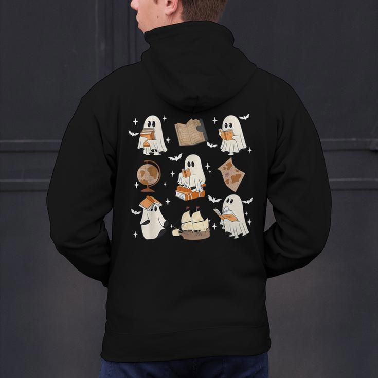 Cute Ghosts Reading Book Bookworm Halloween History Teacher Men's Hoodie Back Print, History Teacher Hoodies, gift for family, gift for coworker Cute Ghosts Reading Book Bookworm Halloween History Teacher Men's Hoodie Back Print, History Teacher Hoodies, gift for family, gift for coworker