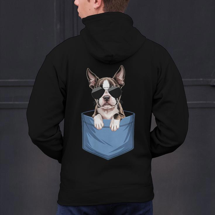 Cute Pocket Boston Terrier Lover Dog Mom Men's Hoodie Back Print, Boston Terrier Mom Hoodies, gift for family, gift for coworker