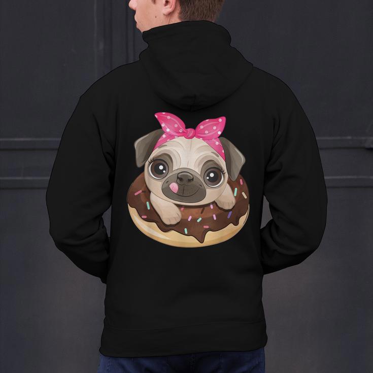 Cute Pug Shirt Donut Girls Dog Men's Hoodie Back Print, gift for family, gift for coworker