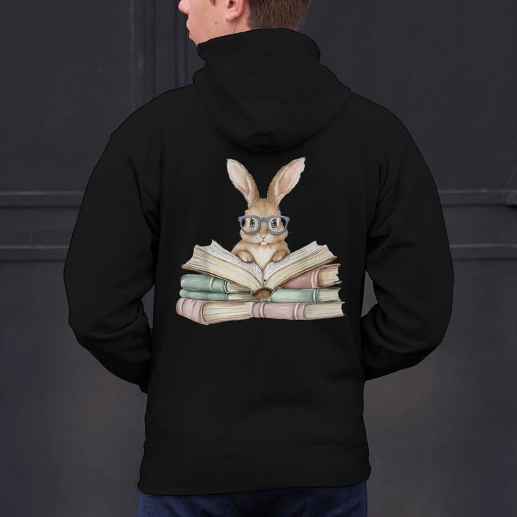 Cute Reading Bunny Glasses Books Bookworm Reader Teacher Men's Hoodie Back Print, gift for family, gift for coworker Cute Reading Bunny Glasses Books Bookworm Reader Teacher Men's Hoodie Back Print, gift for family, gift for coworker