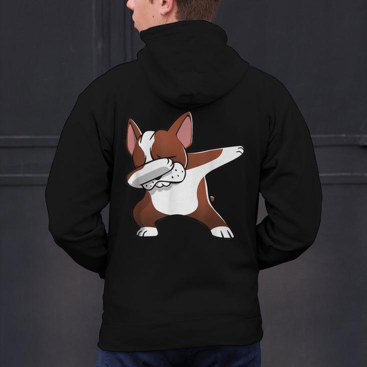 Dabbing Red Boston Terrier Dab Dance Dog Men Women Kids Men's Hoodie Back Print, gift for family, gift for coworker