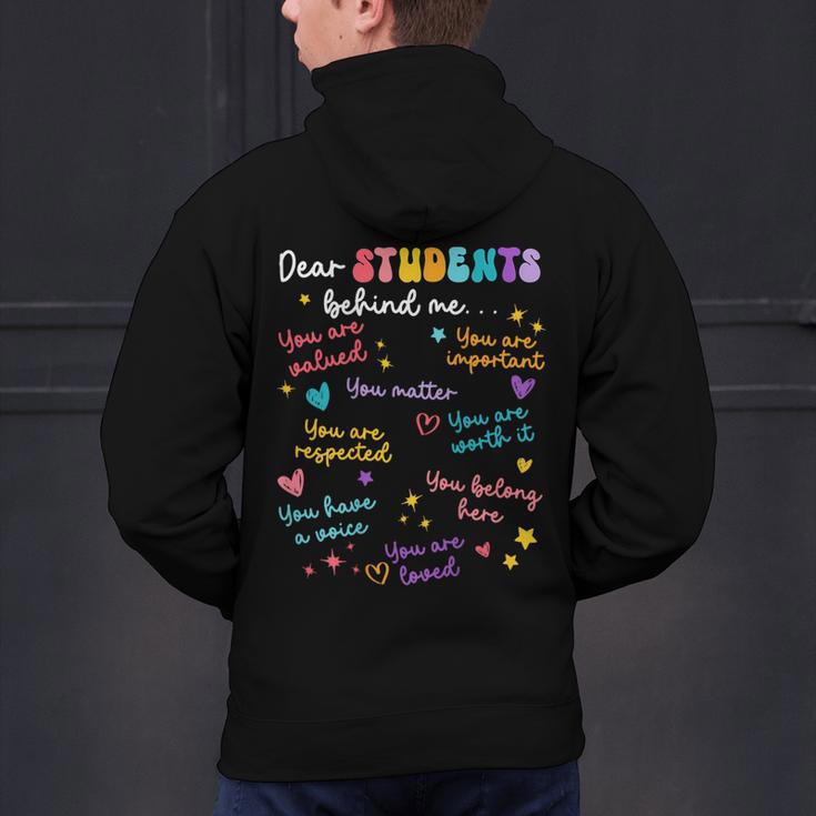 Dear Student Behind Me Teacher Appreciation Back To School Men's Hoodie Back Print, gift for family, gift for coworker Dear Student Behind Me Teacher Appreciation Back To School Men's Hoodie Back Print, gift for family, gift for coworker