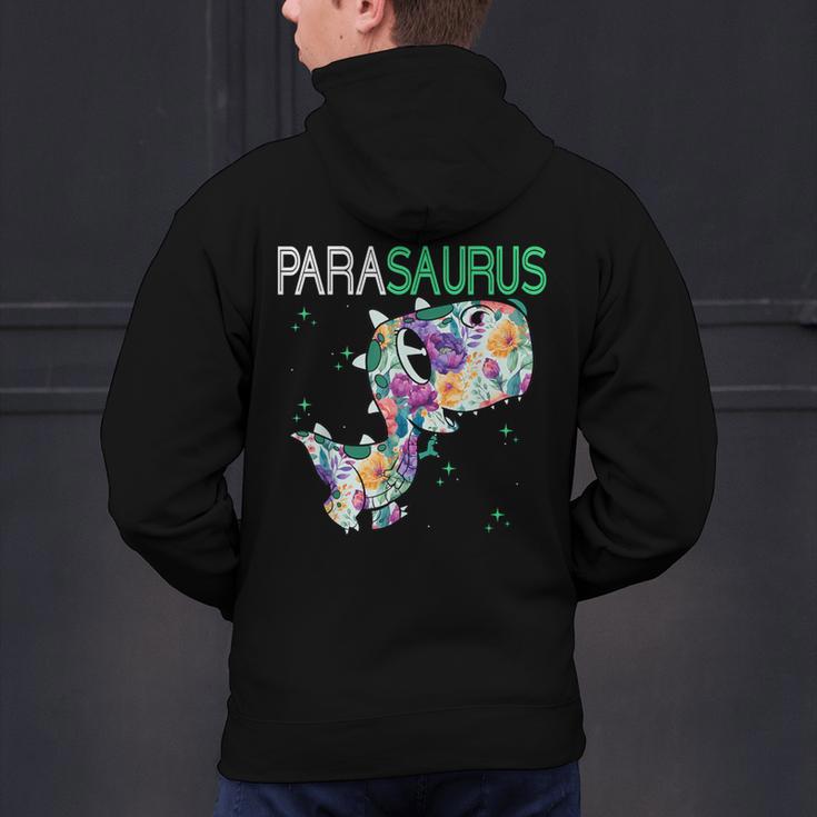 Dino Para Professional Teacher Collection T-Rex Dinosaur Paraeducator Assistant Teacher Men's Hoodie Back Print, gift for family, gift for coworker