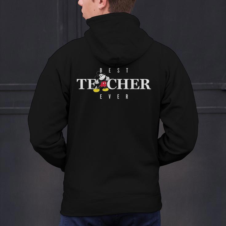 Disney Mickey Mouse Thumbs Up Best Teacher Ever Teacher Men's Hoodie Back Print, gift for family, gift for coworker