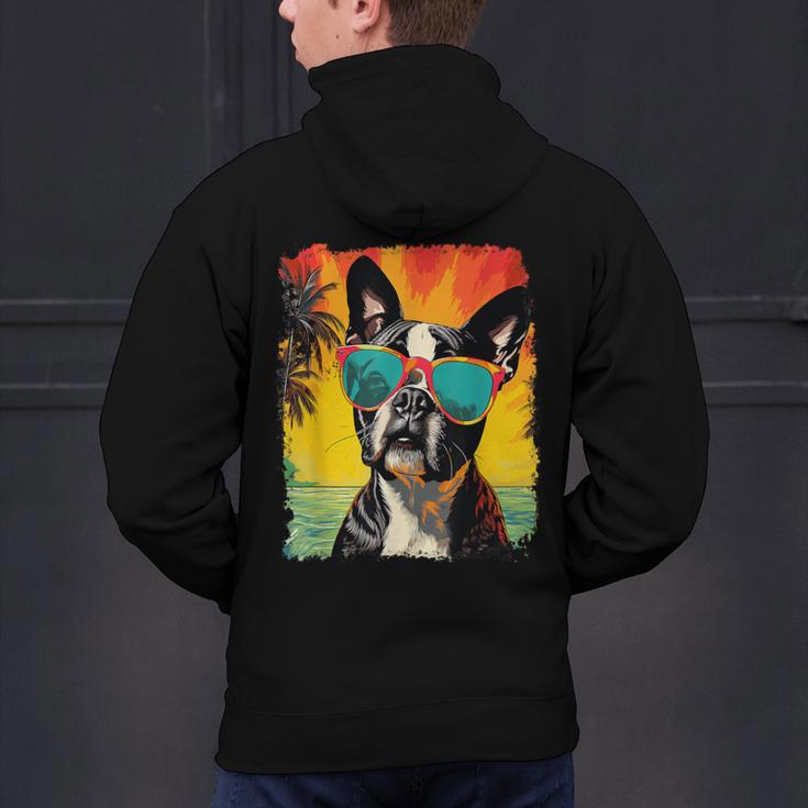 Dog Boston Terrier Hawaiian Men's Hoodie Back Print, gift for family, gift for coworker