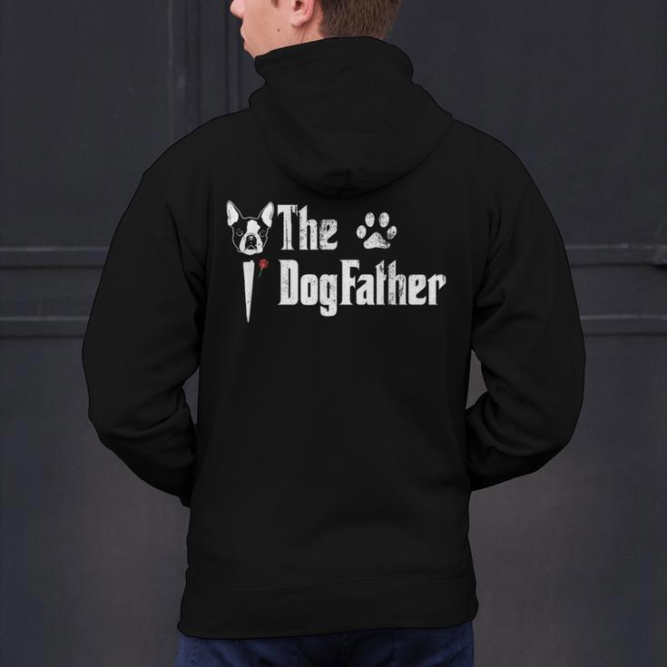 The Dogfather Boston Terrier Dog Dad Father's Day Men's Hoodie Back Print, Boston Terrier Dad Hoodies, gift for family, gift for coworker
