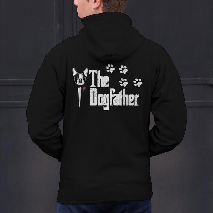 The Dogfather Boston Terrier Dog Dad Tshirt Idea Men's Hoodie Back Print, Boston Terrier Dad Hoodies, gift for family, gift for coworker