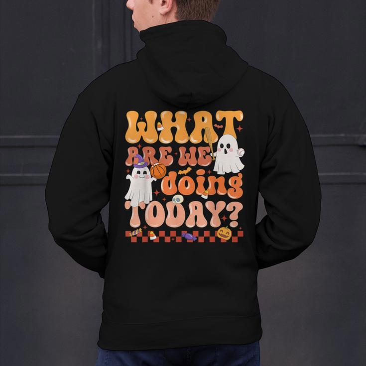 What Are We Doing Today Halloween PE Spooky Teacher Men's Hoodie Back Print, Pe Teacher Hoodies, gift for family, gift for coworker