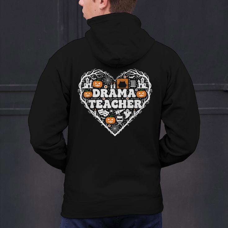 Drama Teacher Heart Pumpkin Ghost Halloween Kids Men's Hoodie Back Print, gift for family, gift for coworker