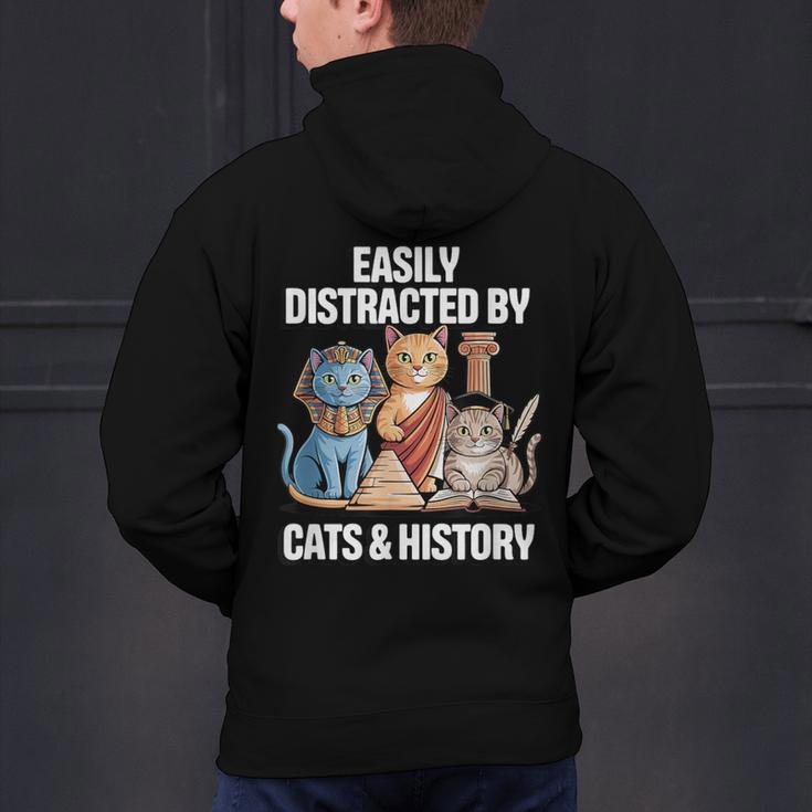 Easily Distracted By Cats & History Teacher Women Men Men's Hoodie Back Print, History Teacher Hoodies, gift for family, gift for coworker