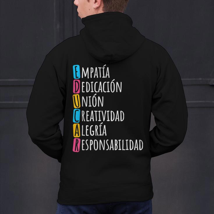Educar Bilingual Spanish Teacher Men's Hoodie Back Print, gift for family, gift for coworker Educar Bilingual Spanish Teacher Men's Hoodie Back Print, gift for family, gift for coworker