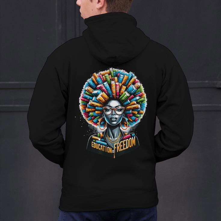 Education Is Freedom History Month Teacher Books Afro Men's Hoodie Back Print, History Teacher Hoodies, gift for family, gift for coworker Education Is Freedom History Month Teacher Books Afro Men's Hoodie Back Print, History Teacher Hoodies, gift for family, gift for coworker