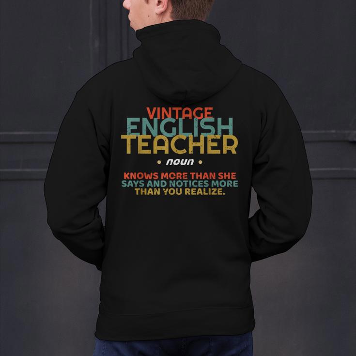 ENGLISH TEACHER Definition Vintage Tee T-Shirt Men's Hoodie Back Print, English Teacher Hoodies, gift for family, gift for coworker