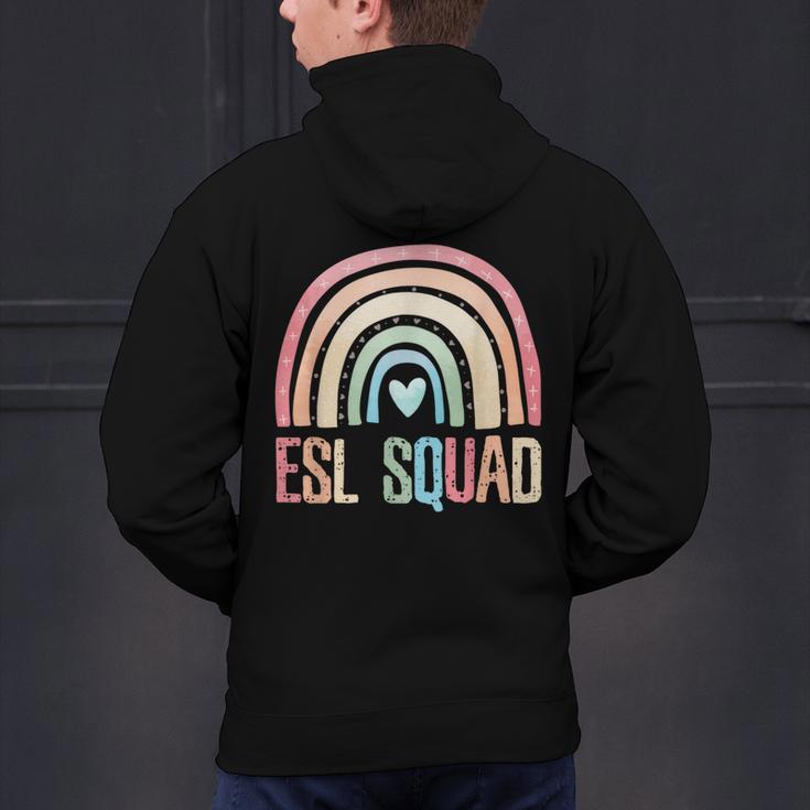 ESL Squad Teacher Crew Team Back To School English Rainbow Men's Hoodie Back Print, Esl Teacher Hoodies, English Teacher Hoodies, gift for family, gift for coworker
