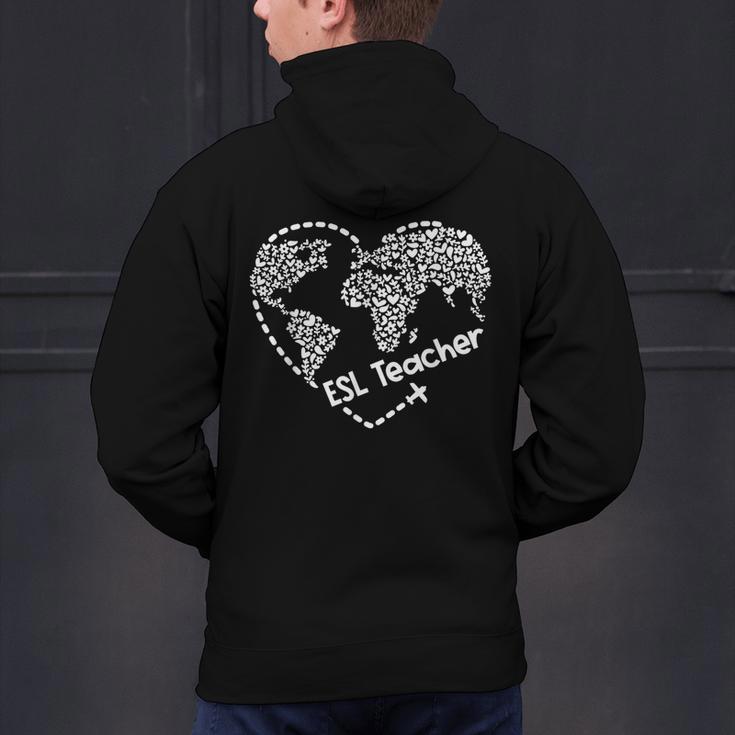 ESL Teacher ESOL Student Cute Heart Shape English Teacher Men's Hoodie Back Print, Esl Teacher Hoodies, English Teacher Hoodies, gift for family, gift for coworker
