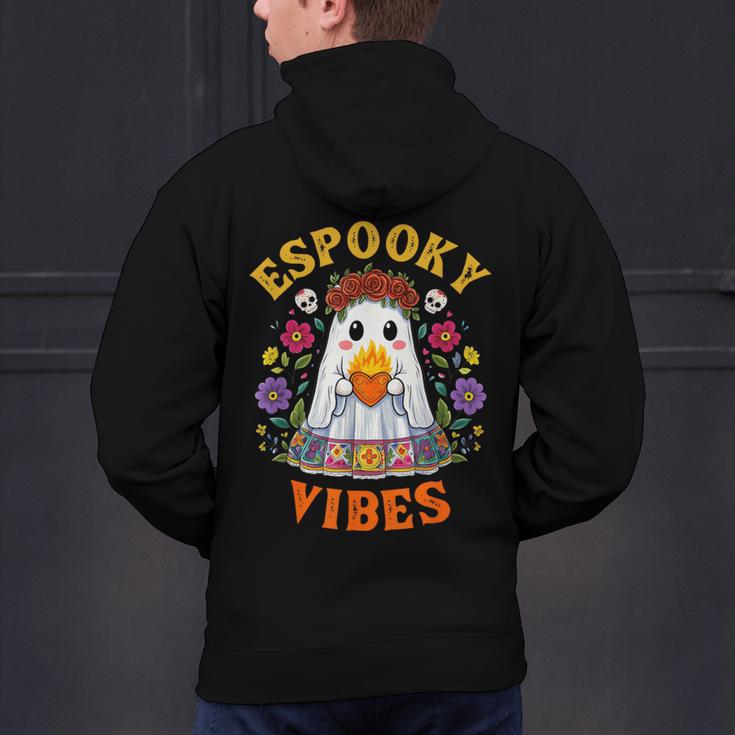 Espooky Vibes Spanish Mexican Halloween Ghost Teachers Men's Hoodie Back Print, gift for family, gift for coworker