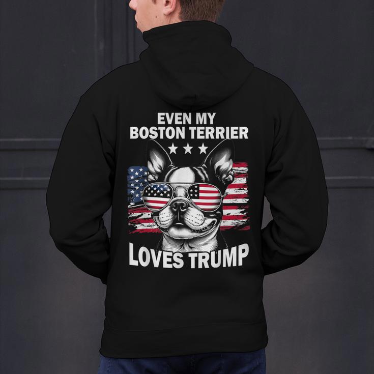 Even My Boston Terrier Loves Trump Trump Supporter Dog Lover Men's Hoodie Back Print, gift for family, gift for coworker