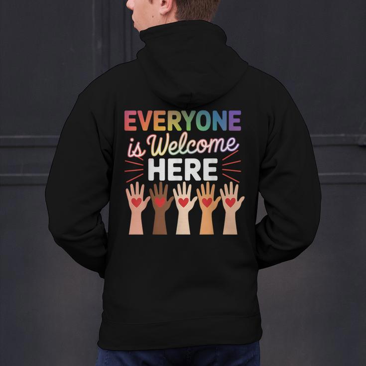 Everyone Is Welcome Here Shirt Teacher Men's Hoodie Back Print, gift for family, gift for coworker